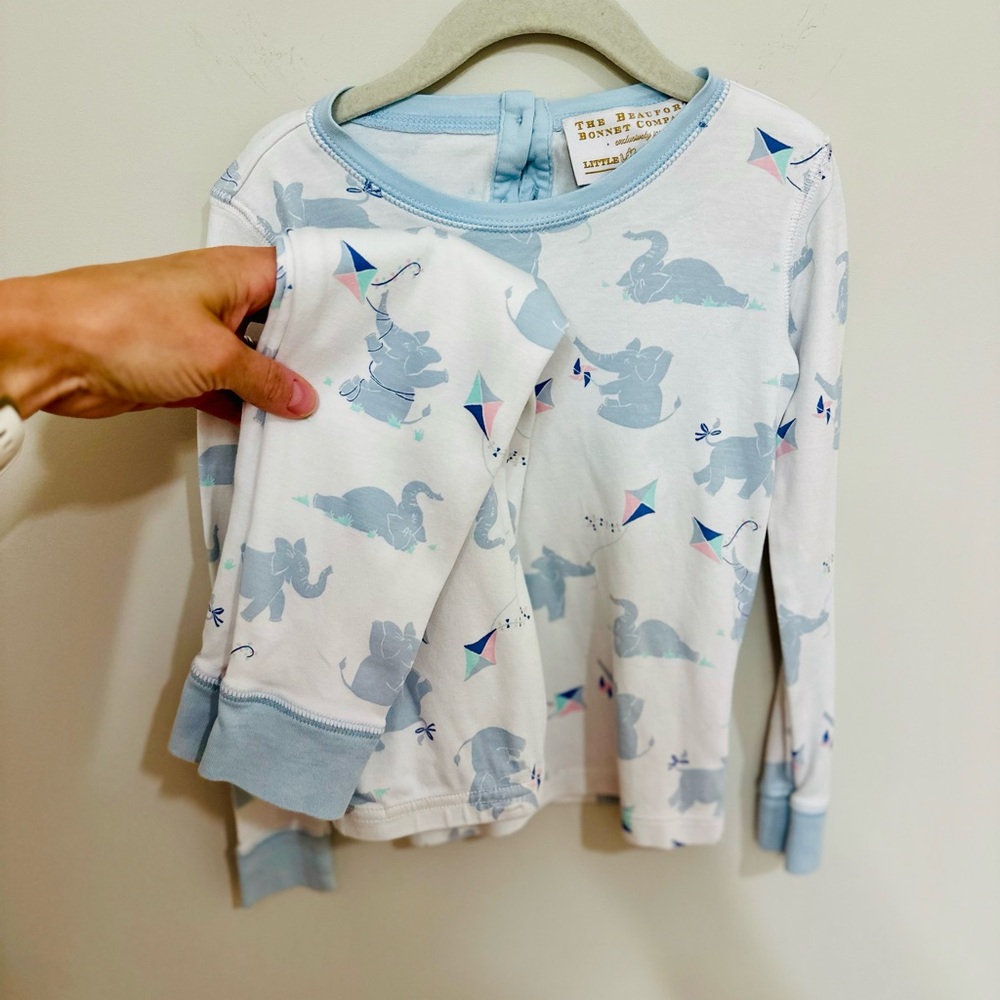 TBBC White and Blue Elephant Pajama Set
